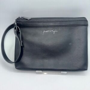 Kendall Kylie Black Wristlet Clutch Handbag Purse Zip Closure Faux‎ Leather